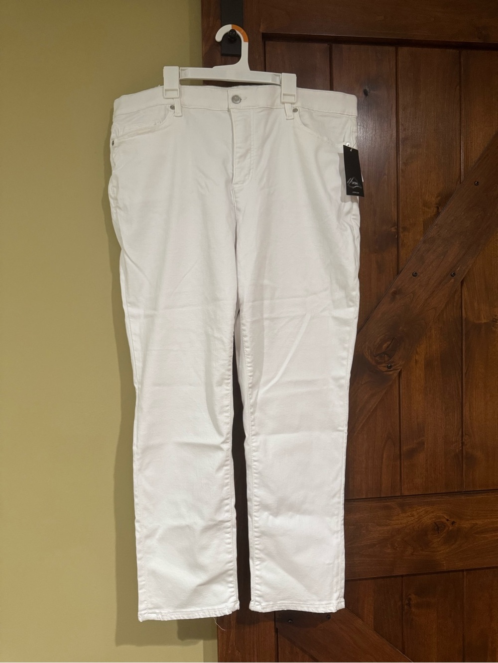 Lands' End White Denim Straight-Leg Pants
